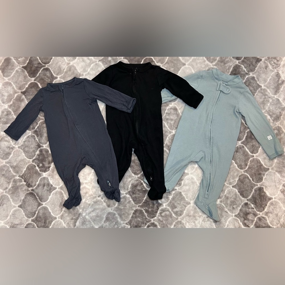 Carter’s 3-Pack Baby Long-Sleeve Zip Footies- Size 0-3M
